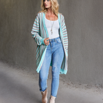 Nadorine Women's Contrast Striped Sweater Cardigan