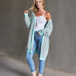 Nadorine Women's Contrast Striped Sweater Cardigan