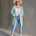 Nadorine Women's Contrast Striped Sweater Cardigan