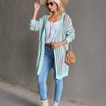 Nadorine Women's Contrast Striped Sweater Cardigan