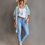 Nadorine Women's Contrast Striped Sweater Cardigan