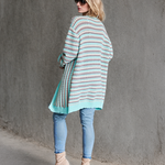 Nadorine Women's Contrast Striped Sweater Cardigan