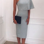 Margovil One Shoulder Short Sleeve Waisted Bodycon Dress