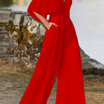 Margovil Deep V Neck High Waist Wide Leg Jumpsuit