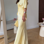 Off-shoulder tie top and skirt set
