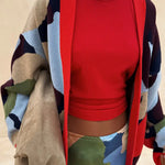 Abstract Geometric Pattern Knitted Jacket