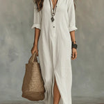 Célinnela | Loose Black Button-Down Maxi Dress