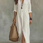 Mia | Long Black Maxi Dress with Buttons