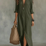 Célinnela | Loose Black Button-Down Maxi Dress