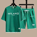 KZZ Men's Milano print drawstring shorts set