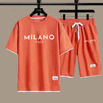 KZZ Men's Milano print drawstring shorts set