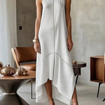 Sleeveless Split-Joint Split-Side High Neck Maxi Dresses