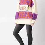 Halloween Letter Sequined Colorblock Sweatshirt Casual Top