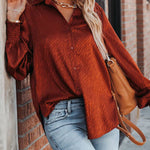 Nadorine Satin Button Down Blouse Zebra Print Lantern Casual Long Sleeve Collared Shirts Tops