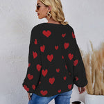 Love Pattern Round Neck Knit Sweater