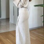 Casual Lapel Shirt & Lace-Up Two-Piece Overskirt Set