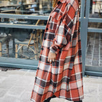 Flannel Wool Blend Plaid Lapel Button Down Shirt Long Sleeve Shacket Jacket with Pockets