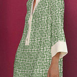 Long Sleeves Three-Quarter Sleeves Buttoned Printed Lapel Mini Dresses Shirt Dress