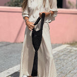 Polka dot cropped sleeve fashion top and skirt two-piece set