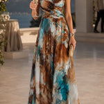 Spaghetti Strap Printed Flowy Maxi Dress