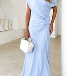 One Shoulder Ruched Waist Maxi Party Dress