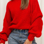 Margovil Drop Shoulder Lantern Long Sleeves Comfy Pullover Sweater