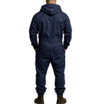 KZZ Men's Hooded Workwear Casual Street Style Jumpsuit