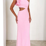 Margovil Frill One Shoulder Sleeveless Cut Out Maxi Dress