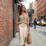 Luciana™ | Bias Fall Satin Skirt Knit Layer Set