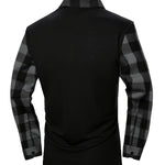 KZZ Men's Patchwork Plaid Print Half Zip Up Polo Shirt