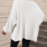 Nadorine Women's Button Down Horizontal-Ribbing Longline Cardigan