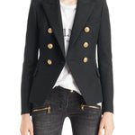 Long Sleeves Buttoned Notched Collar Blazer Outerwear
