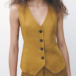 Two Pieces Set Sleeveless Vest and Pants Suit