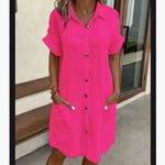 Emilia Weston | Cotton Linen Shirt Mini Dress For Women