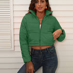Short Puffer Jacket Stands Up Zipper Outerwear