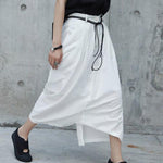 Loose White Linen Split-Side Harem Pants