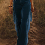 Vintage Western Brown Fringe Flared Jeans