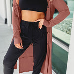 Ribbed Button Up Side Split Duster Cardigan