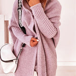 Hooded Batwing Knit Sweater with Soft and Loose Fit, Back Panel Patchwork