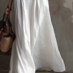 Vintage Pleated Waist Cotton Linen Maxi Dress