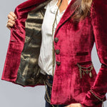 Vintage Gold Velvet Long Sleeve Pocket Blazer
