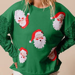 Christmas Casual Loose Round Neck Sequined Sleeve Sweatshirt
