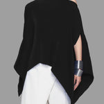 Batwing Sleeves Loose Asymmetric Solid Color One-Shoulder Blouses&Shirts Tops
