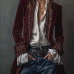CHANTELLE™ - ELEGANT EMBROIDERED LONG BLAZER