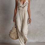 Boho Vintage Embroidered Cotton Jumpsuit