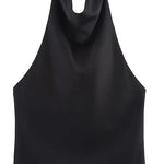 Chic Halter Cowl Neck Sleeveless Satin Top