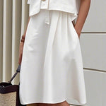 False Two Half Sleeves Buttoned Solid Color Lapel Midi Dresses Shirt Dress