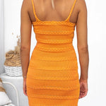 Margovil Strappy V Neck Cable Knit Bodycon Mini Dress