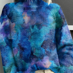 Bridget | Abstract water floral print turtleneck sweater