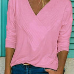 Margovil V-neck Long Sleeve Solid Basic Shirts